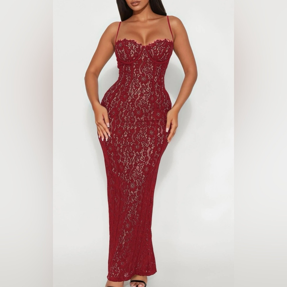 Red lace dress